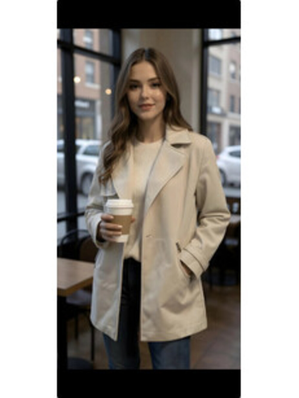 Magaschoni Women's Stone Faux Leather Coat Jacket  Machine Wash Sz S M L